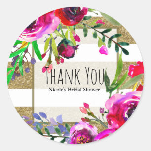 Adesivo Listras Brancas Douradas Negrito Glam Floral Noiva