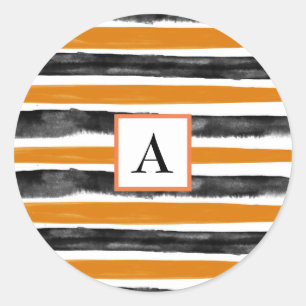 Adesivo Listras de Aquarela de Halloween Preta e Laranja