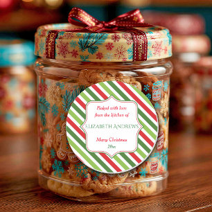 Adesivo Listras de Natal, Assado com Amor, Personalizado