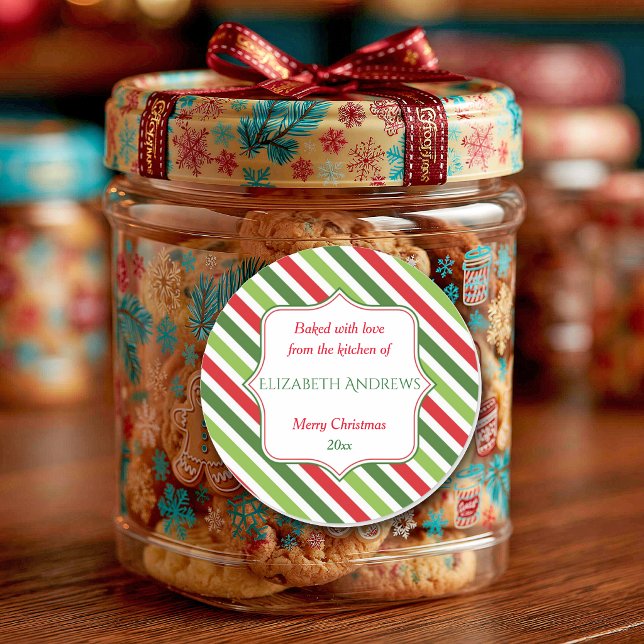 Adesivo Listras de Natal, Assado com Amor, Personalizado (Criador carregado)