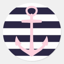 Listras náuticas e âncora cor-de-rosa
