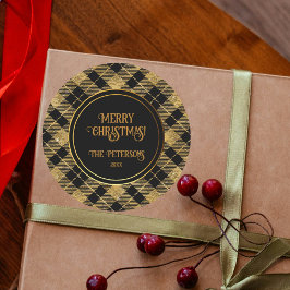 Adesivo Lítima Dourada Elegante de Tartan Preto