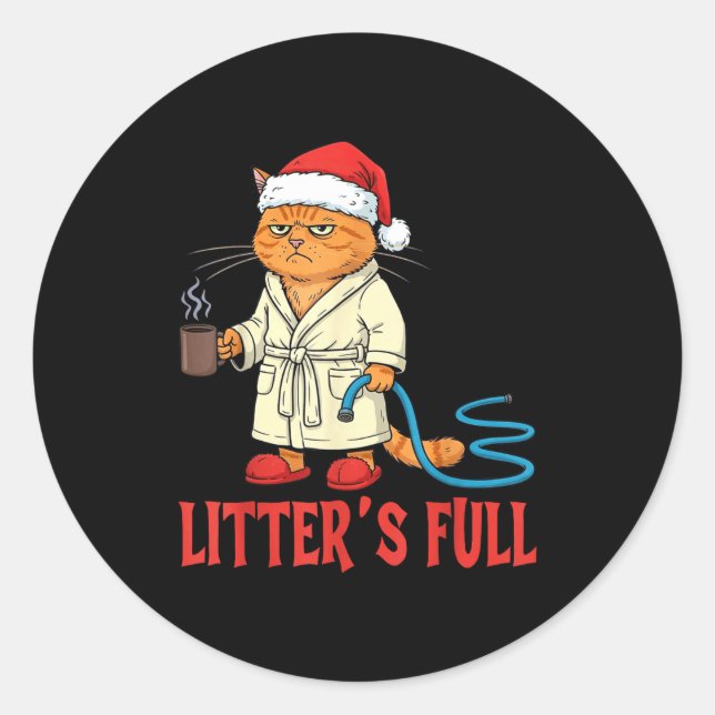 Adesivo Litter’s Full Funny Cat Lovers Christmas Xmas  (Frente)