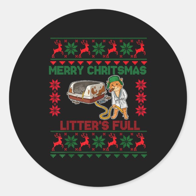 Adesivo Litter's Full Merry Christmas Funny Cat Lover Ugly (Frente)