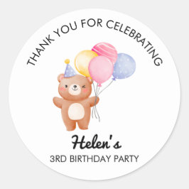 Adesivo Little Bear Balloon Birthday Party Sticker