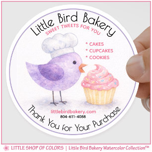 Adesivo Little Bird Bakery Cupcake Aquarela