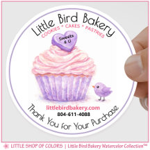 Little Bird Bakery Watercolor Cupcake Obrigado