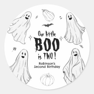 Adesivo Little Boo Faz Dois no Halloween 2º Aniversário