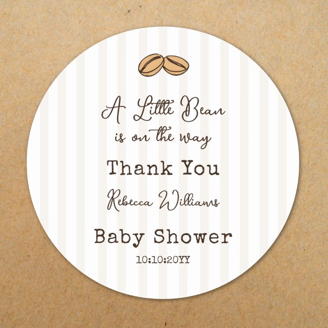 Adesivo Little Coffee Bean  Baby Shower Thank You (Criador carregado)