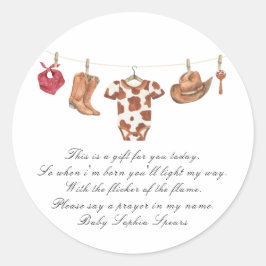 Adesivo Little cowboy baby shower - Prayer candle label