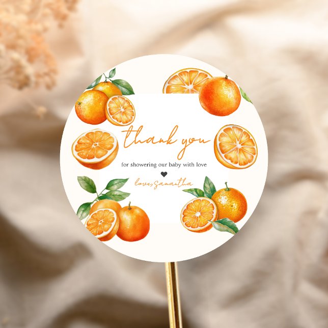 Adesivo Little Cutie Orange Baby Shower (Little Cutie Baby Shower Sticker)