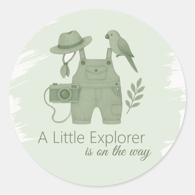Adesivo Little Explorer Is On The Way Baby Shower (Frente)