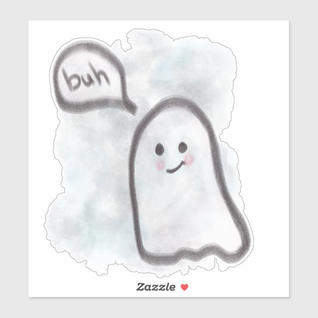 Adesivo Little ghost says buh (Folha)
