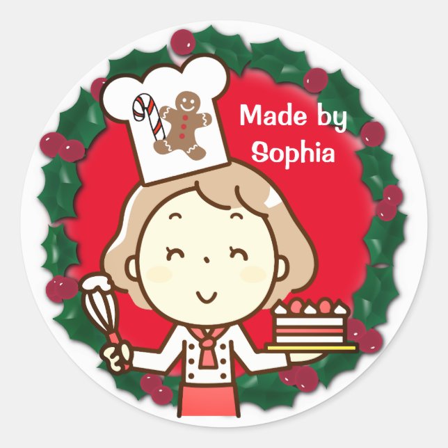 Adesivo Little Girl Chef Christmas (Frente)