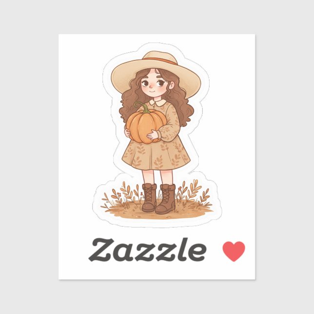 Adesivo Little girl holding a pumpkin  (Folha)
