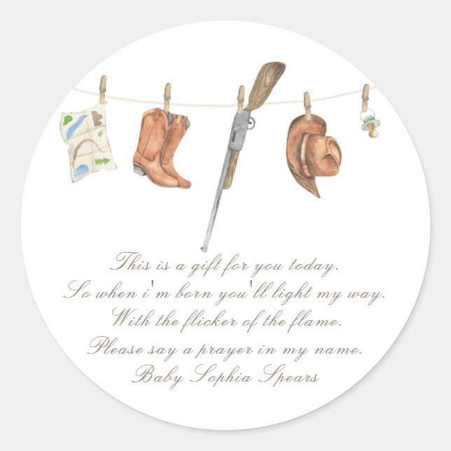 Adesivo Little hunter baby shower - Prayer candle label (Frente)