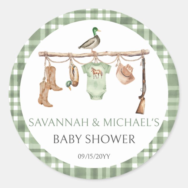 Adesivo Little hunter Hunting Baby Shower (Frente)