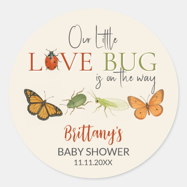 Adesivo Little Love Bug Baby Shower Sticker (Frente)