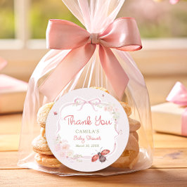 Adesivo Little Love Bug Bloom Pink Baby Shower Thank you