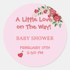 Adesivo Little Love On The Way! Pink Baby Shower 