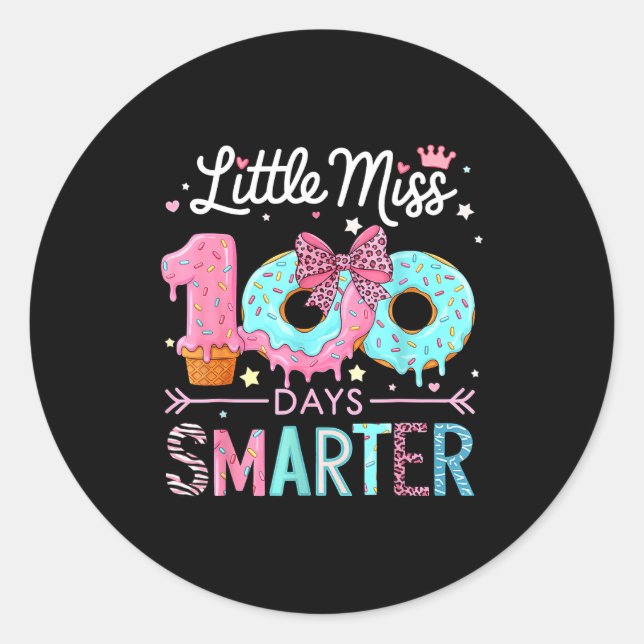 Adesivo Little Miss 100 Days Smarter Kids Girls 100th Day  (Frente)
