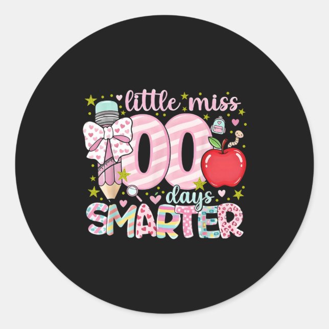 Adesivo Little Miss 100 Days Smarter Kids Girls 100th Day  (Frente)