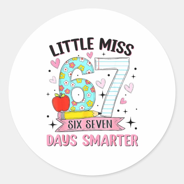 Adesivo Little Miss 67 Days Smarter Coquette Bow 67th Day  (Frente)