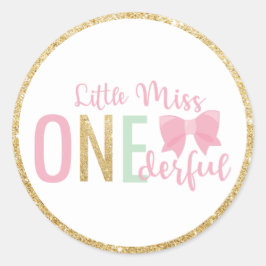 Adesivo Little Miss ONEderful Favor de 1º Aniversário Dour