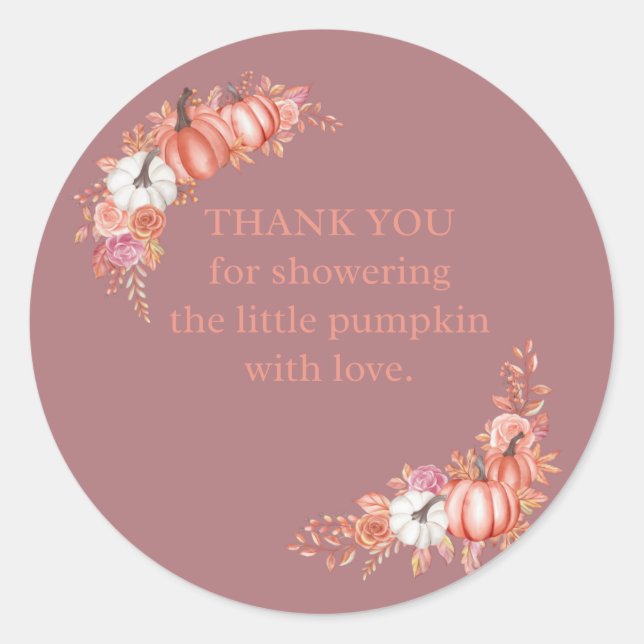 Adesivo Little Pumpkin Baby Shower Thank You Sticker (Frente)