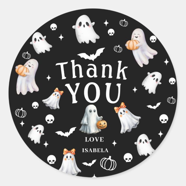 Adesivo Little Pumpkin Boo – Halloween Baby Shower (Frente)