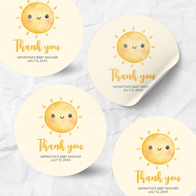Adesivo Little Ray of Sunshine Baby Shower (Little Ray of Sunshine Boho Baby Shower Round Sticker)
