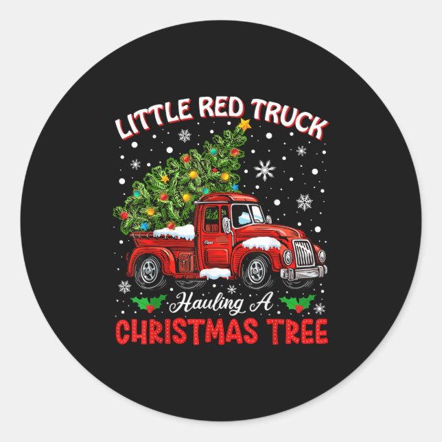 Adesivo Little Red Truck Hauling A Christmas Tree  (Frente)