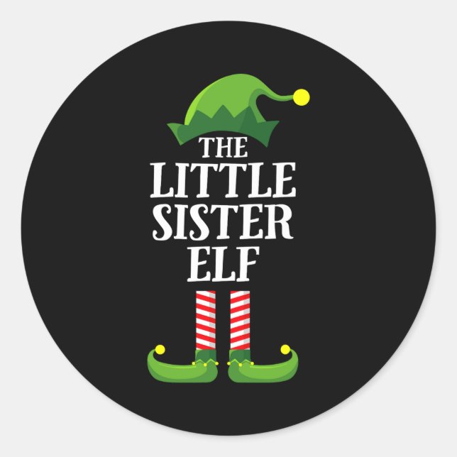 Adesivo Little Sister Elf Matching Family Group Christmas  (Frente)