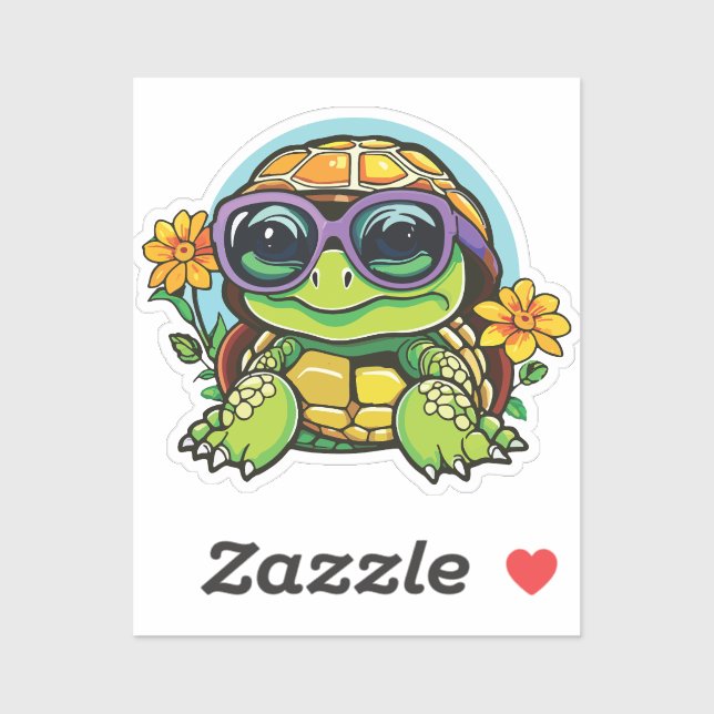 Adesivo Little Turtle Sticker with Glasses - Smart Baby Tu (Folha)