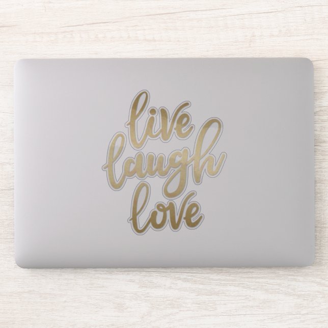 Adesivo Live Laugh Love Faux Dourado Letker (Computador)