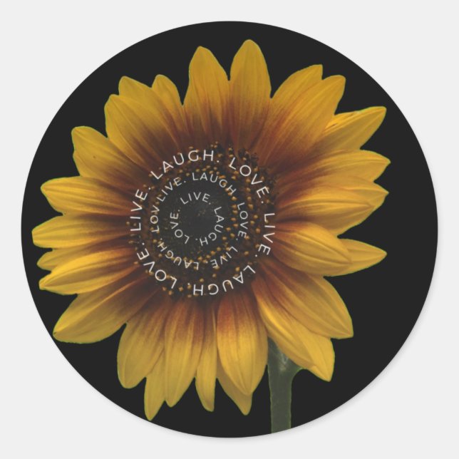 Adesivo Live Laugh Love Sunflower design (Frente)