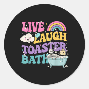 Adesivo Live Laugh Toaster Bath Funny Skeleton Meme Dark H