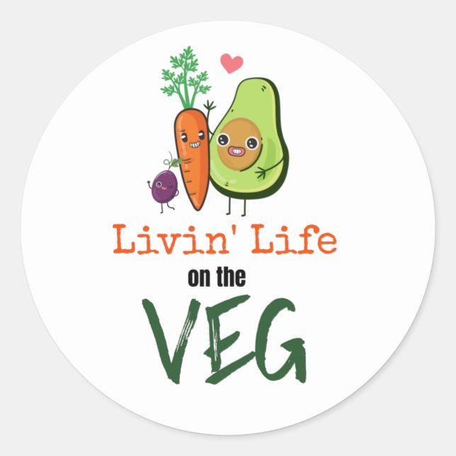 Adesivo Livin Life sobre a citação da Diversão Vegetariana (Frente)