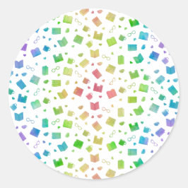 Adesivo Livro Arco-Íris e Padrão de Leitura Cute