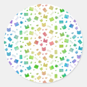 Adesivo Livro Arco-Íris e Padrão de Leitura Cute