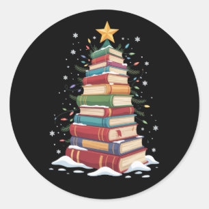 Adesivo Livro Árvore de Natal Professor Bibliófilo Bibliot