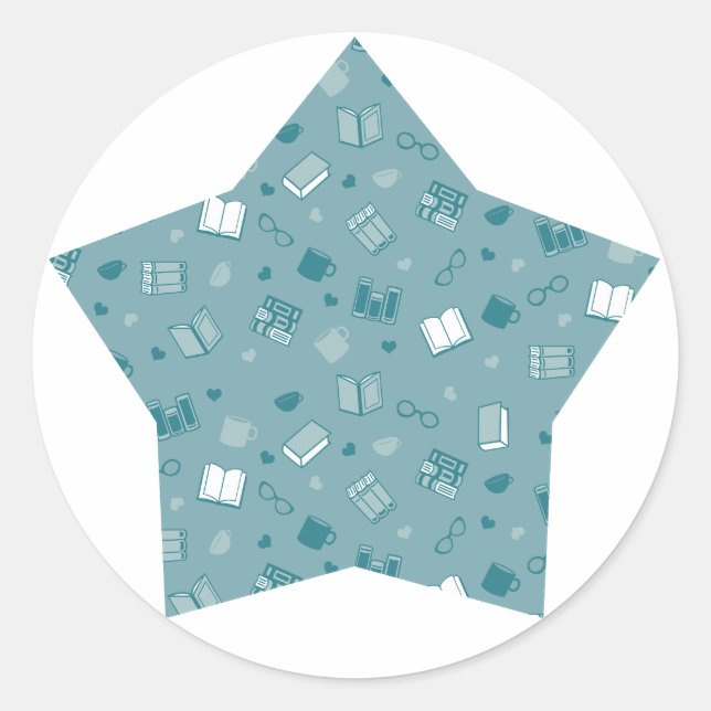 Adesivo Livro Azul e Padrão de Leitura em estrela (Frente)