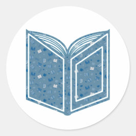 Adesivo Livro Azul e Padrão de Leitura em Livro Aberto