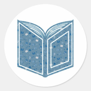Adesivo Livro Azul e Padrão de Leitura em Livro Aberto