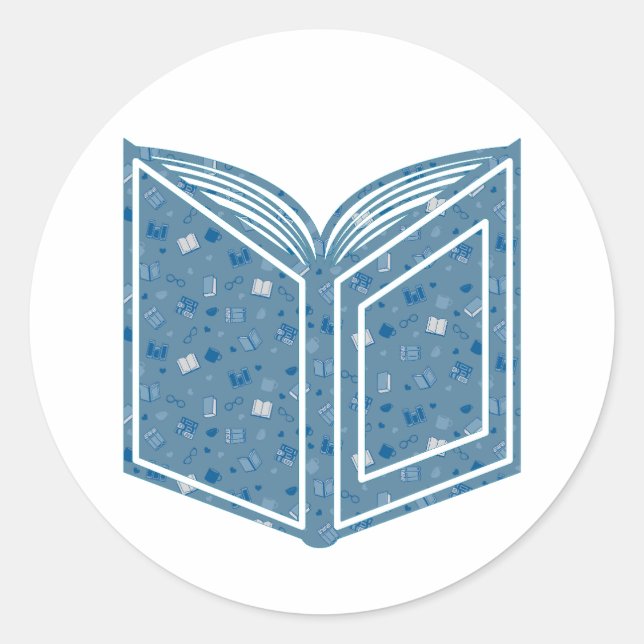 Adesivo Livro Azul e Padrão de Leitura em Livro Aberto (Frente)