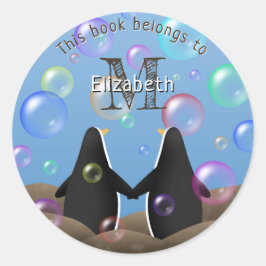 Adesivo livro de amigos e bolhas de pinguim