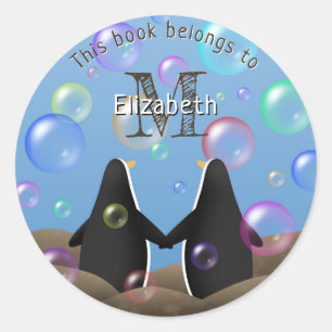 Adesivo livro de amigos e bolhas de pinguim