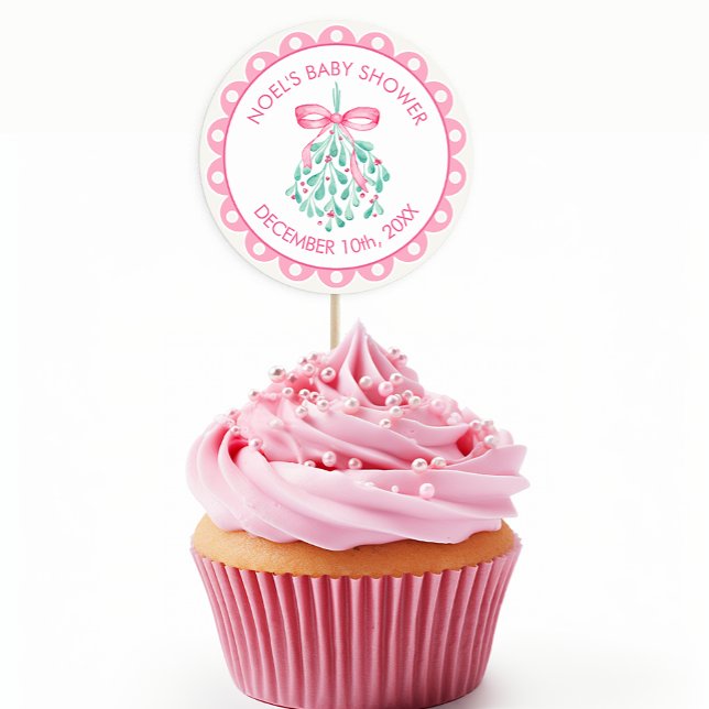 Adesivo Livro de Convidado do Chá de fraldas Blue Mistleto (Pink Baby Shower Favor Sticker)