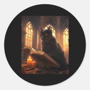 Adesivo Livro de Leitura de Gato Preto Retroativo, Vintage