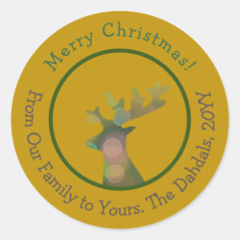 Adesivo Livro de Natal Personalizado Reindeer Verde e Dour